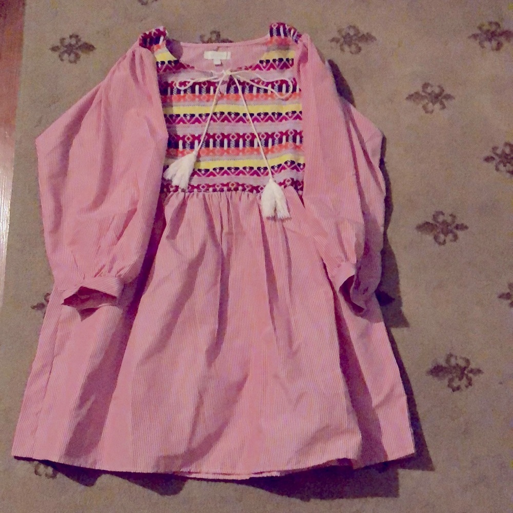 Velzera Mini Dress in Red and White Seersucker S